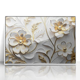 Glamorous White and Gold Floral Wall Art – Luxury Modern Decor
