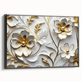 Glamorous White and Gold Floral Wall Art – Luxury Modern Decor
