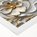 Glamorous White and Gold Floral Wall Art – Luxury Modern Decor