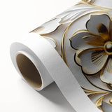 Glamorous White and Gold Floral Wall Art – Luxury Modern Decor