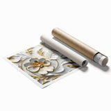 Glamorous White and Gold Floral Wall Art – Luxury Modern Decor