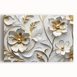 Glamorous White and Gold Floral Wall Art – Luxury Modern Decor