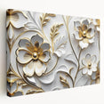 Glamorous White and Gold Floral Wall Art – Luxury Modern Decor