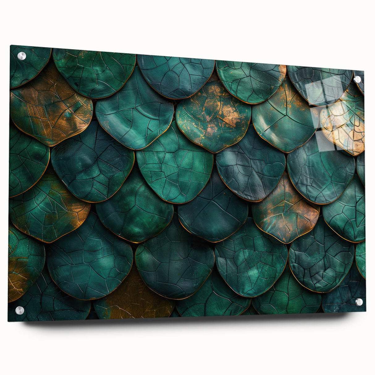Glamorous Green and Gold Abstract Leaf Wall Art – Luxury Modern Decor