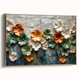 Glamorous Floral Wall Art in Green, Gold, and Earth Tones – Modern Decor