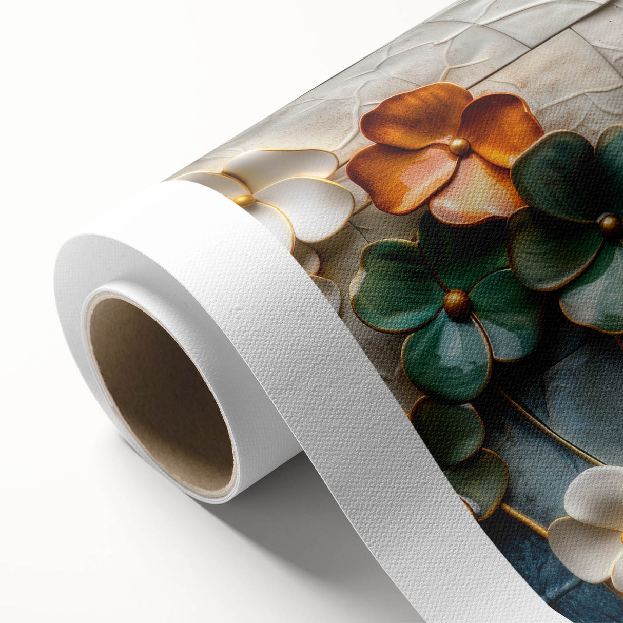 Glamorous Floral Wall Art in Green, Gold, and Earth Tones – Modern Decor