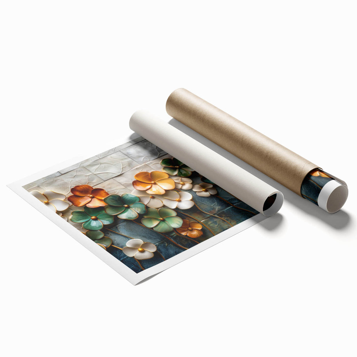 Glamorous Floral Wall Art in Green, Gold, and Earth Tones – Modern Decor
