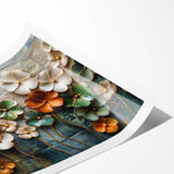 Glamorous Floral Wall Art in Green, Gold, and Earth Tones – Modern Decor