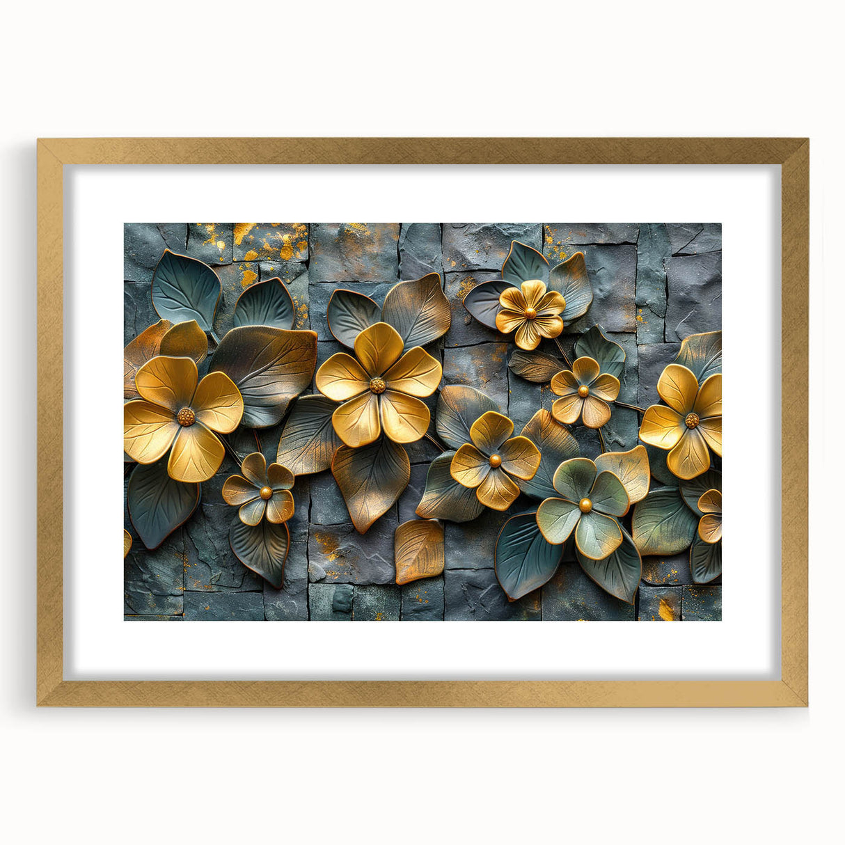 Glamorous Gold and Green Floral Wall Art – Luxury Nature-Inspired Decor