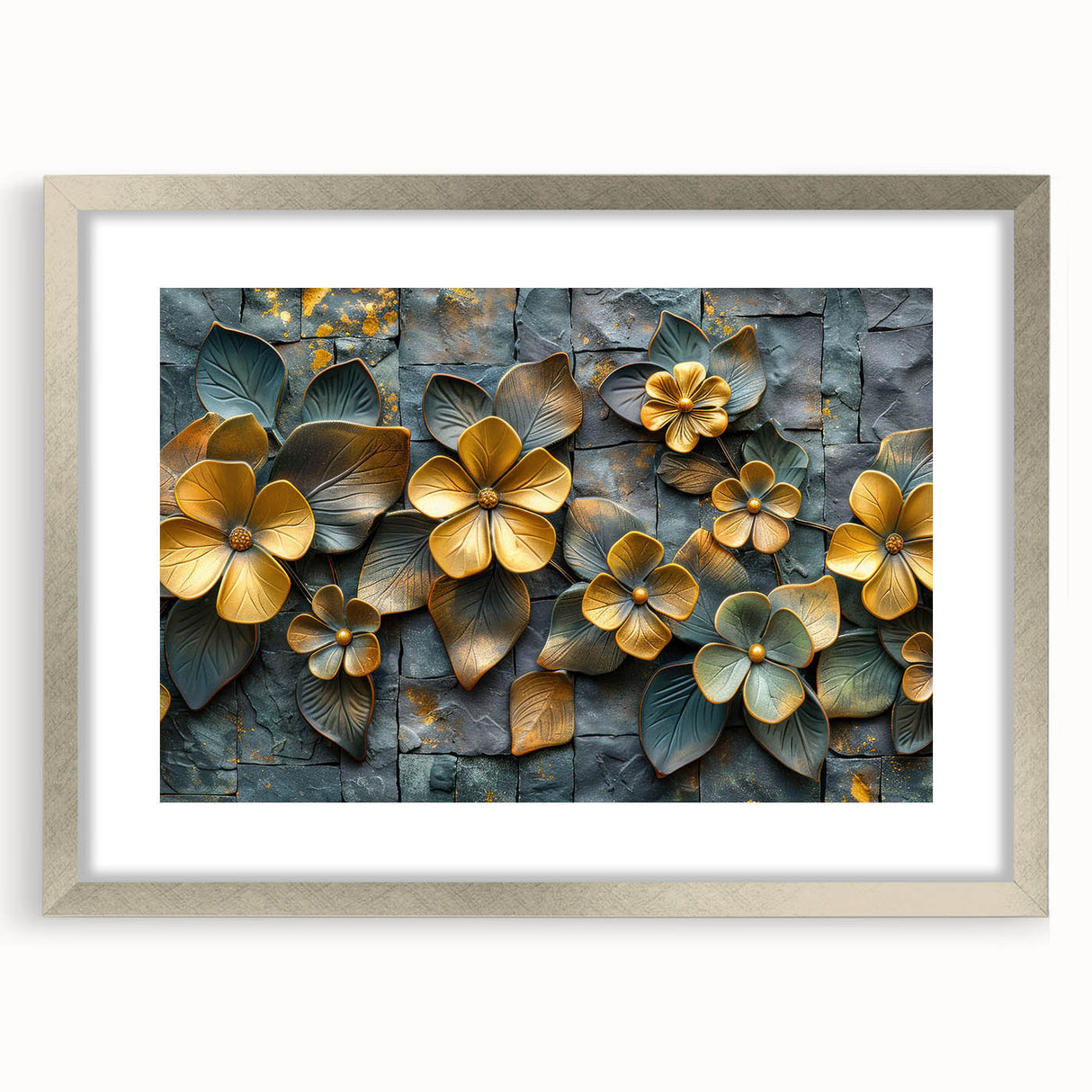 Glamorous Gold and Green Floral Wall Art – Luxury Nature-Inspired Decor