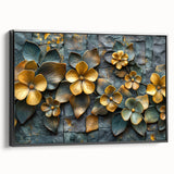 Glamorous Gold and Green Floral Wall Art – Luxury Nature-Inspired Decor