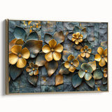 Glamorous Gold and Green Floral Wall Art – Luxury Nature-Inspired Decor