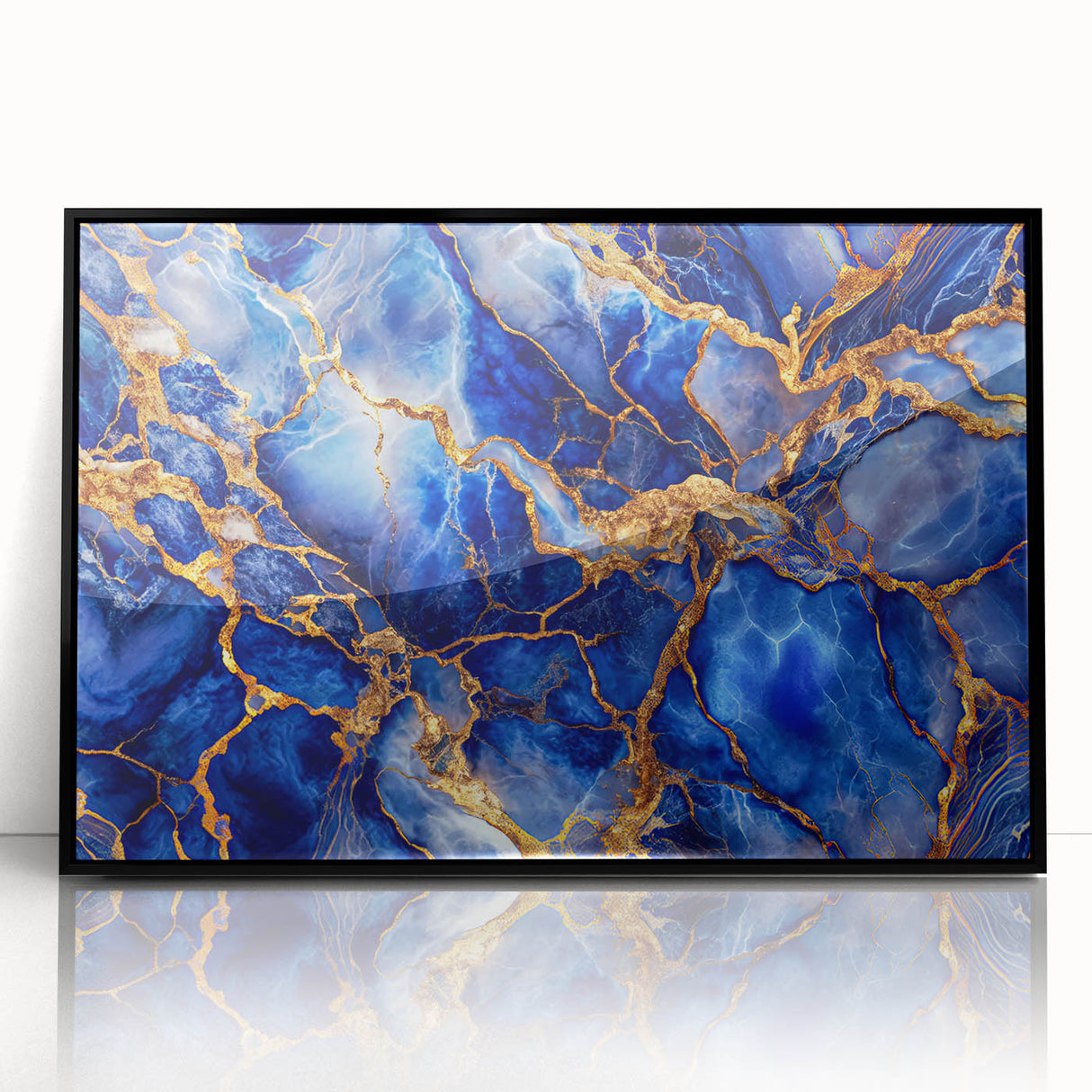 Luxurious Blue & Gold Marble Art – Elegant Glam Wall Art for Modern Spaces
