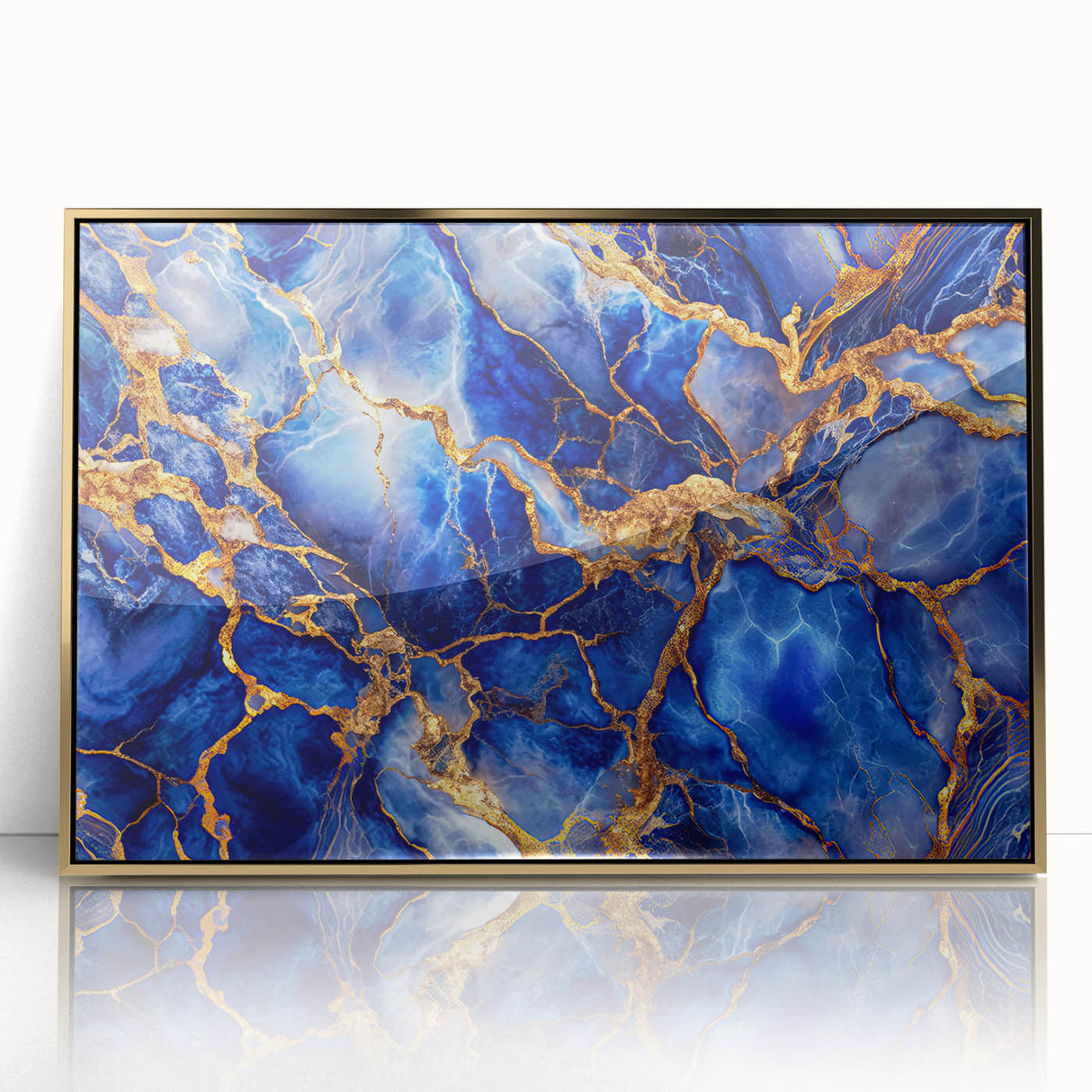 Luxurious Blue & Gold Marble Art – Elegant Glam Wall Art for Modern Spaces