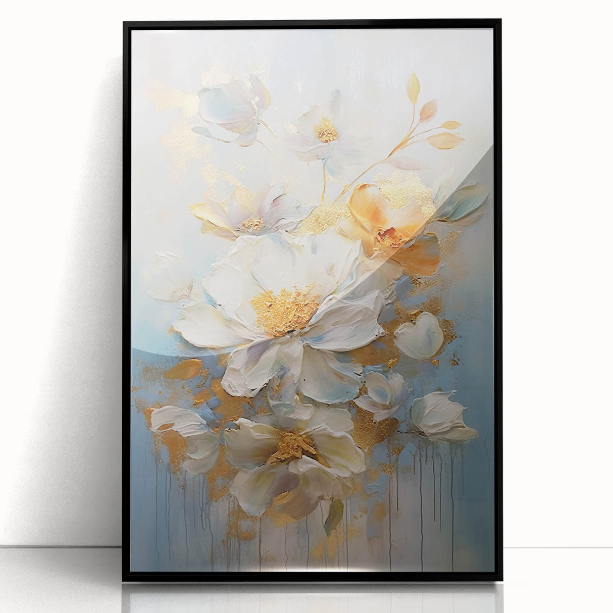 Luxurious Floral Glam Wall Art - Elegant Gold Accents for Chic Homes