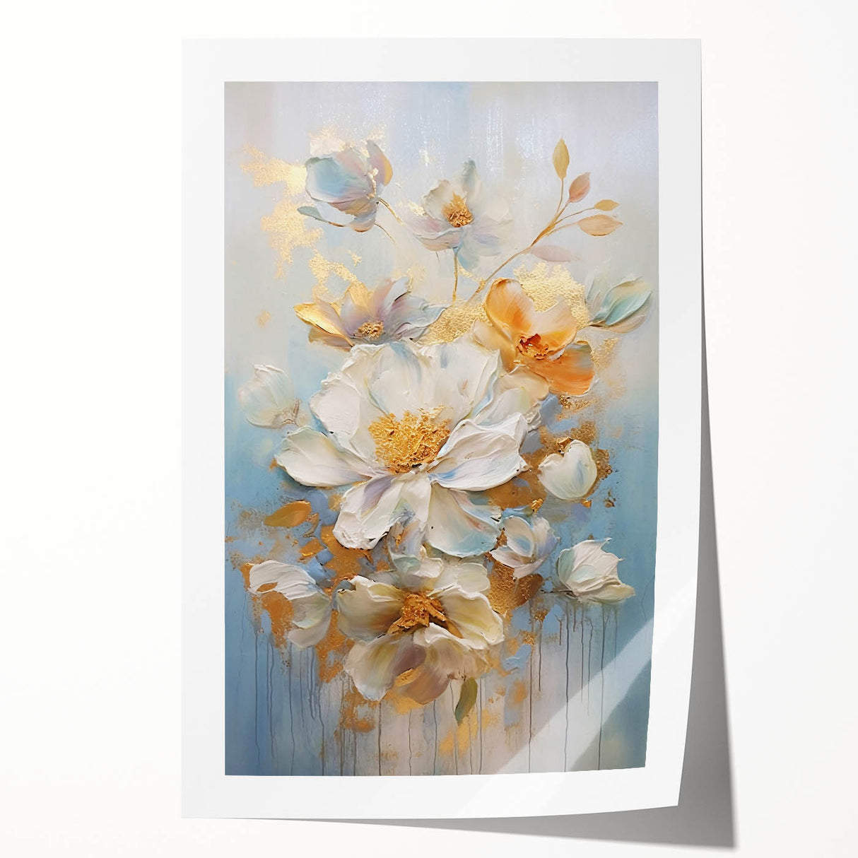 Luxurious Floral Glam Wall Art - Elegant Gold Accents for Chic Homes