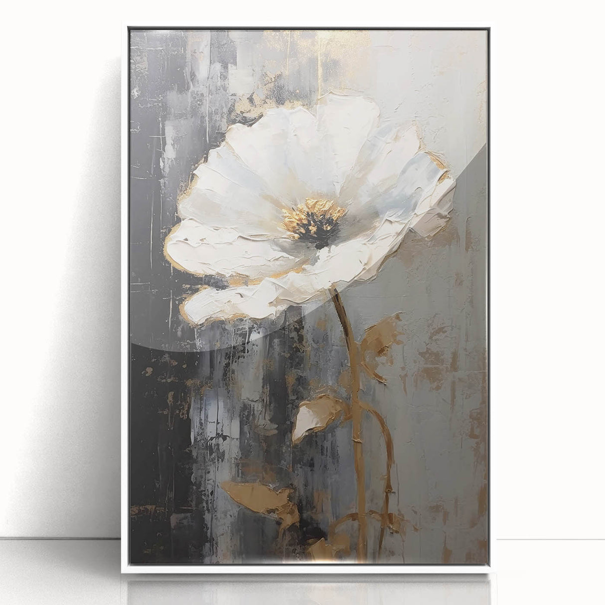 Elegant Floral Glam Wall Art - Chic Black and Gold Decor for Interiors