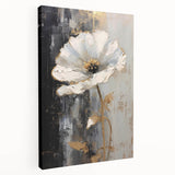 Elegant Floral Glam Wall Art - Chic Black and Gold Decor for Interiors