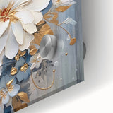 Luxurious Floral Glam Wall Art - Chic White and Gold Decor for Homes