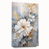 Luxurious Floral Glam Wall Art - Chic White and Gold Decor for Homes