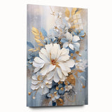 Luxurious Floral Glam Wall Art - Chic White and Gold Decor for Homes