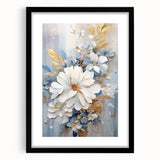 Luxurious Floral Glam Wall Art - Chic White and Gold Decor for Homes