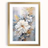 Luxurious Floral Glam Wall Art - Chic White and Gold Decor for Homes