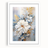 Luxurious Floral Glam Wall Art - Chic White and Gold Decor for Homes