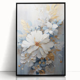 Luxurious Floral Glam Wall Art - Chic White and Gold Decor for Homes
