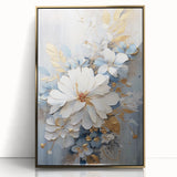 Luxurious Floral Glam Wall Art - Chic White and Gold Decor for Homes