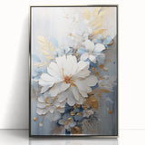 Luxurious Floral Glam Wall Art - Chic White and Gold Decor for Homes