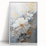 Luxurious Floral Glam Wall Art - Chic White and Gold Decor for Homes