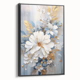 Luxurious Floral Glam Wall Art - Chic White and Gold Decor for Homes