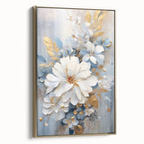 Luxurious Floral Glam Wall Art - Chic White and Gold Decor for Homes
