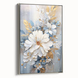 Luxurious Floral Glam Wall Art - Chic White and Gold Decor for Homes