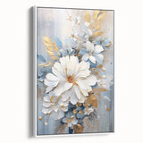 Luxurious Floral Glam Wall Art - Chic White and Gold Decor for Homes
