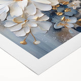 Luxurious Floral Glam Wall Art - Chic White and Gold Decor for Homes