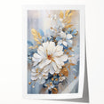 Luxurious Floral Glam Wall Art - Chic White and Gold Decor for Homes