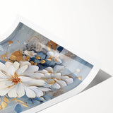 Luxurious Floral Glam Wall Art - Chic White and Gold Decor for Homes