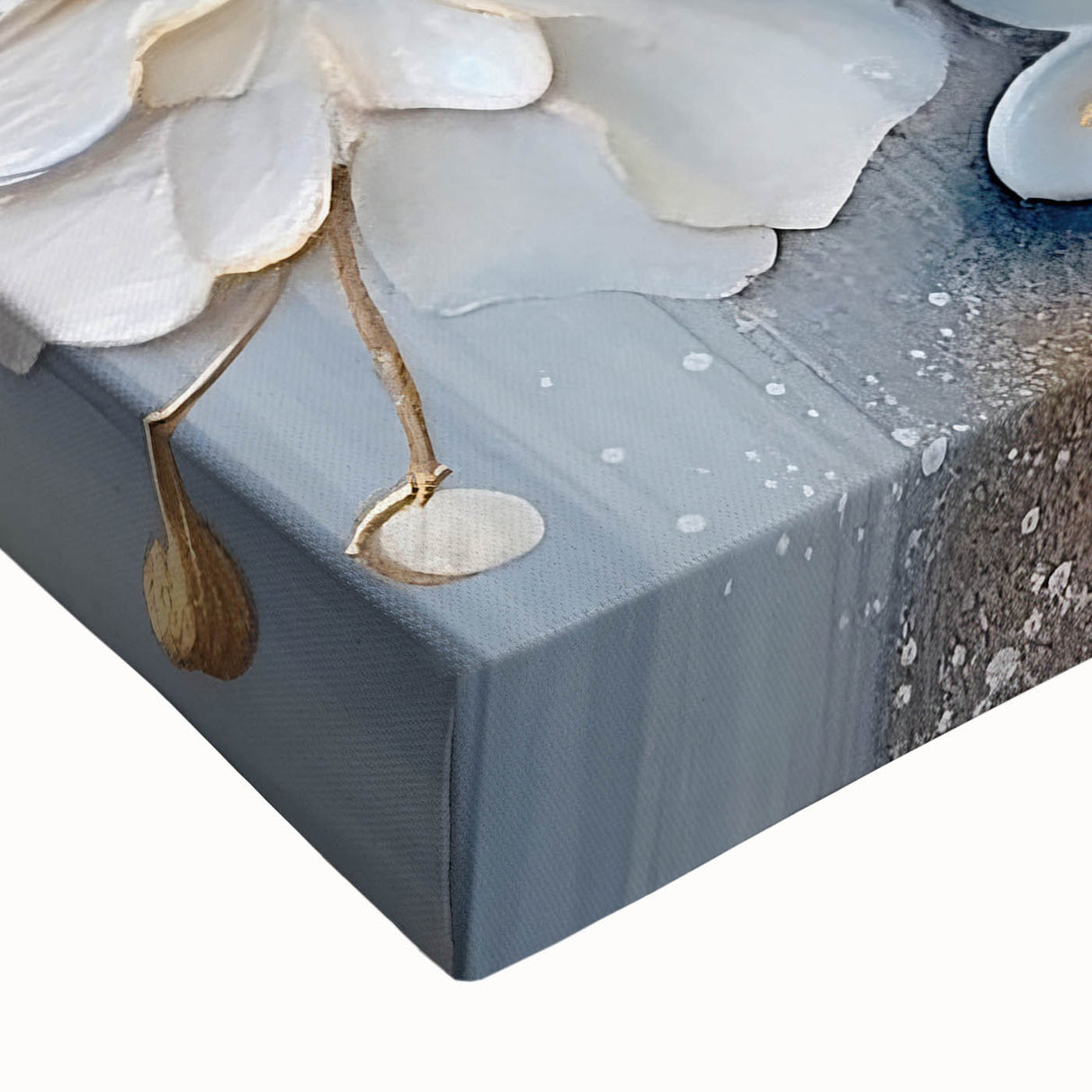 Luxurious Floral Glam Wall Art - Chic White and Gold Decor for Homes