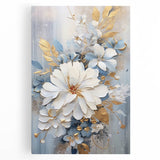 Luxurious Floral Glam Wall Art - Chic White and Gold Decor for Homes