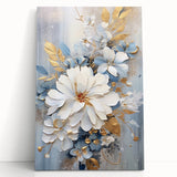 Luxurious Floral Glam Wall Art - Chic White and Gold Decor for Homes
