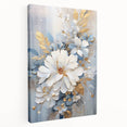 Luxurious Floral Glam Wall Art - Chic White and Gold Decor for Homes