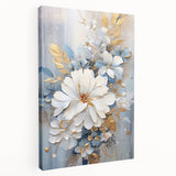 Luxurious Floral Glam Wall Art - Chic White and Gold Decor for Homes