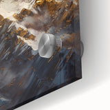 Majestic Mountain Glam Wall Art - Luxury Gold and Blue Decor for Homes