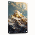 Majestic Mountain Glam Wall Art - Luxury Gold and Blue Decor for Homes