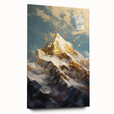Majestic Mountain Glam Wall Art - Luxury Gold and Blue Decor for Homes