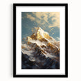 Majestic Mountain Glam Wall Art - Luxury Gold and Blue Decor for Homes