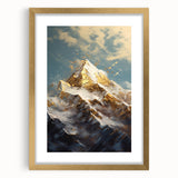 Majestic Mountain Glam Wall Art - Luxury Gold and Blue Decor for Homes