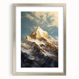 Majestic Mountain Glam Wall Art - Luxury Gold and Blue Decor for Homes